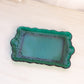 Small Rectangular Dark Green Glass Tray with Fancy Designs