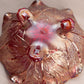 Vintage Small Red Amberina Carnival Glass Floral Leaf Bowl with Ruffle Edge