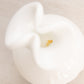 Vintage Small White Milk Glass Vase with Pinched Top and Floral Design
