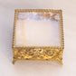 Vintage Square Gold Tone Casket Box with Floral Designs