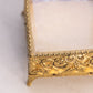 Vintage Square Gold Tone Casket Box with Floral Designs