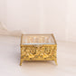 Vintage Square Gold Tone Casket Box with Floral Designs