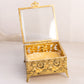Vintage Square Gold Tone Casket Box with Floral Designs