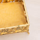 Vintage Square Gold Tone Casket Box with Floral Designs