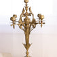 Vintage Tall Brass 5 Candle Candelabra with Stone Base