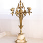 Vintage Tall Brass 5 Candle Candelabra with Stone Base