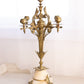 Vintage Tall Brass 5 Candle Candelabra with Stone Base