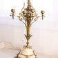 Vintage Tall Brass 5 Candle Candelabra with Stone Base