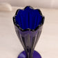 Vintage Thin Cobalt Blue Glass Mardi Gras Vase