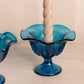 Vintage Viking Glass Dark Blue Epic Taper Candleholder