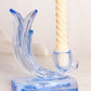 Vintage Viking Glass Medium Light Blue Candleholder with Swoop Design