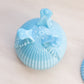 Vintage Westmoreland Blue Milk Glass Lidded 3-Toed Dish