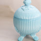 Vintage Westmoreland Blue Milk Glass Lidded 3-Toed Dish