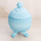 Vintage Westmoreland Blue Milk Glass Lidded 3-Toed Dish