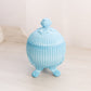 Vintage Westmoreland Blue Milk Glass Lidded 3-Toed Dish