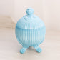 Vintage Westmoreland Blue Milk Glass Lidded 3-Toed Dish