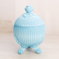Vintage Westmoreland Blue Milk Glass Lidded 3-Toed Dish