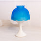 Vintage Westmoreland Blue Satin Fairy Lamp Candle Holder with White Milk Glass Base