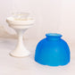 Vintage Westmoreland Blue Satin Fairy Lamp Candle Holder with White Milk Glass Base