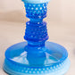 Vintage Westmoreland Glass Blue Opalescent Hobnail Candlestick