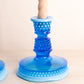 Vintage Westmoreland Glass Blue Opalescent Hobnail Candlestick
