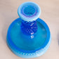 Vintage Westmoreland Glass Blue Opalescent Hobnail Candlestick
