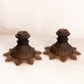 Vintage Westmoreland Glass Brown Satin Ring and Petal Candlestick