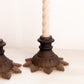 Vintage Westmoreland Glass Brown Satin Ring and Petal Candlestick