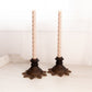 Vintage Westmoreland Glass Brown Satin Ring and Petal Candlestick
