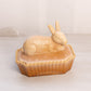 Vintage Westmoreland Glass Brown Slag Glass Bunny Lidded Dish