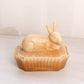 Vintage Westmoreland Glass Brown Slag Glass Bunny Lidded Dish