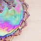 Vintage Westmoreland Glass Purple Carnival Glass Cat Plate