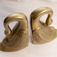 Vintage Brass Swan Bookends with Heads Down