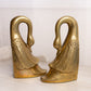 Vintage Brass Swan Bookends with Heads Down