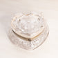 Vintage Crystal Hinge Lid Heart Box with Etched Details