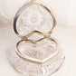 Vintage Crystal Hinge Lid Heart Box with Etched Details