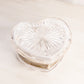 Vintage Crystal Hinge Lid Heart Box with Etched Details