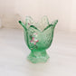 Vintage Fenton Green Glass Handpainted 2-Way Floral Candleholder