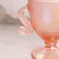 Vintage Fenton Velva Rose Pink Glass Dolphin Handle Lidded Footed Jar