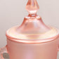 Vintage Fenton Velva Rose Pink Glass Dolphin Handle Lidded Footed Jar