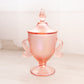 Vintage Fenton Velva Rose Pink Glass Dolphin Handle Lidded Footed Jar