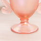 Vintage Fenton Velva Rose Pink Glass Dolphin Handle Lidded Footed Jar