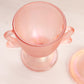 Vintage Fenton Velva Rose Pink Glass Dolphin Handle Lidded Footed Jar