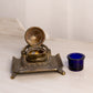 Vintage Jennings Brothers Brass Inkwell with Cobalt Blue Insert