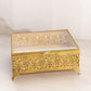 Vintage Large Rectangular Gold Tone Casket Jewelry Box