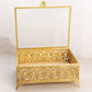 Vintage Large Rectangular Gold Tone Casket Jewelry Box
