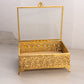Vintage Large Rectangular Gold Tone Casket Jewelry Box