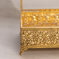 Vintage Large Rectangular Gold Tone Casket Jewelry Box