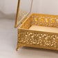 Vintage Large Rectangular Gold Tone Casket Jewelry Box