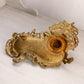 Vintage Large Ornate Brass Inkwell with White Ceramic Insert